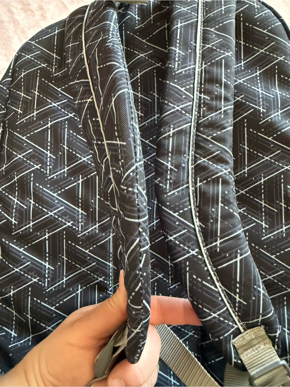 LL Bean Large Geometric Black Backpack Deluxe Book Pack 37L - Picture 12 of 14
